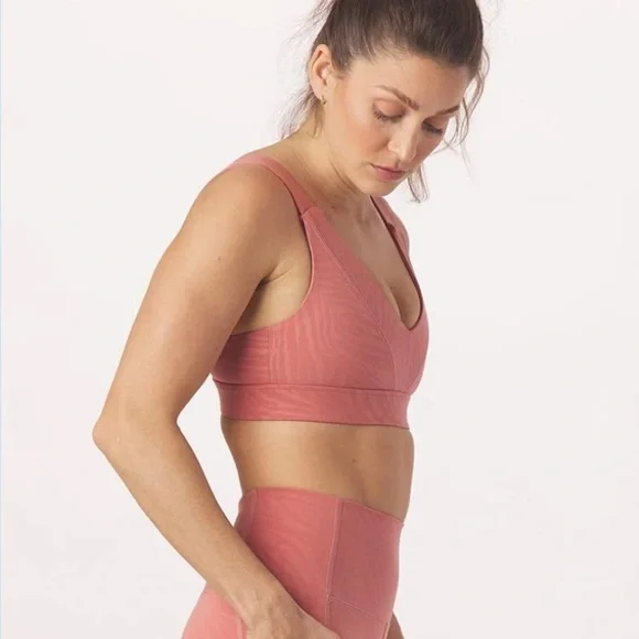 Glyder | Mauve Pink Clay Zebra Gloss Tide Sports Bra New - Picture 4 of 7